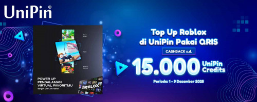Top Up Roblox di UniPin, Cashback hingga 15.000 UniPin Credits bayar pakai QRIS!